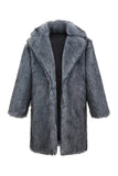 Dark Grey Faux Fur Thickened Lapel Men's Winter Coat