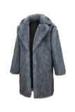 Dark Grey Faux Fur Thickened Lapel Men's Winter Coat