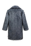 Dark Grey Faux Fur Thickened Lapel Men's Winter Coat
