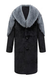 Thickened Lapel Long Sleeves Black Men's Faux Fur Coat