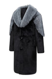 Thickened Lapel Long Sleeves Black Men's Faux Fur Coat