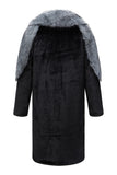 Thickened Lapel Long Sleeves Black Men's Faux Fur Coat