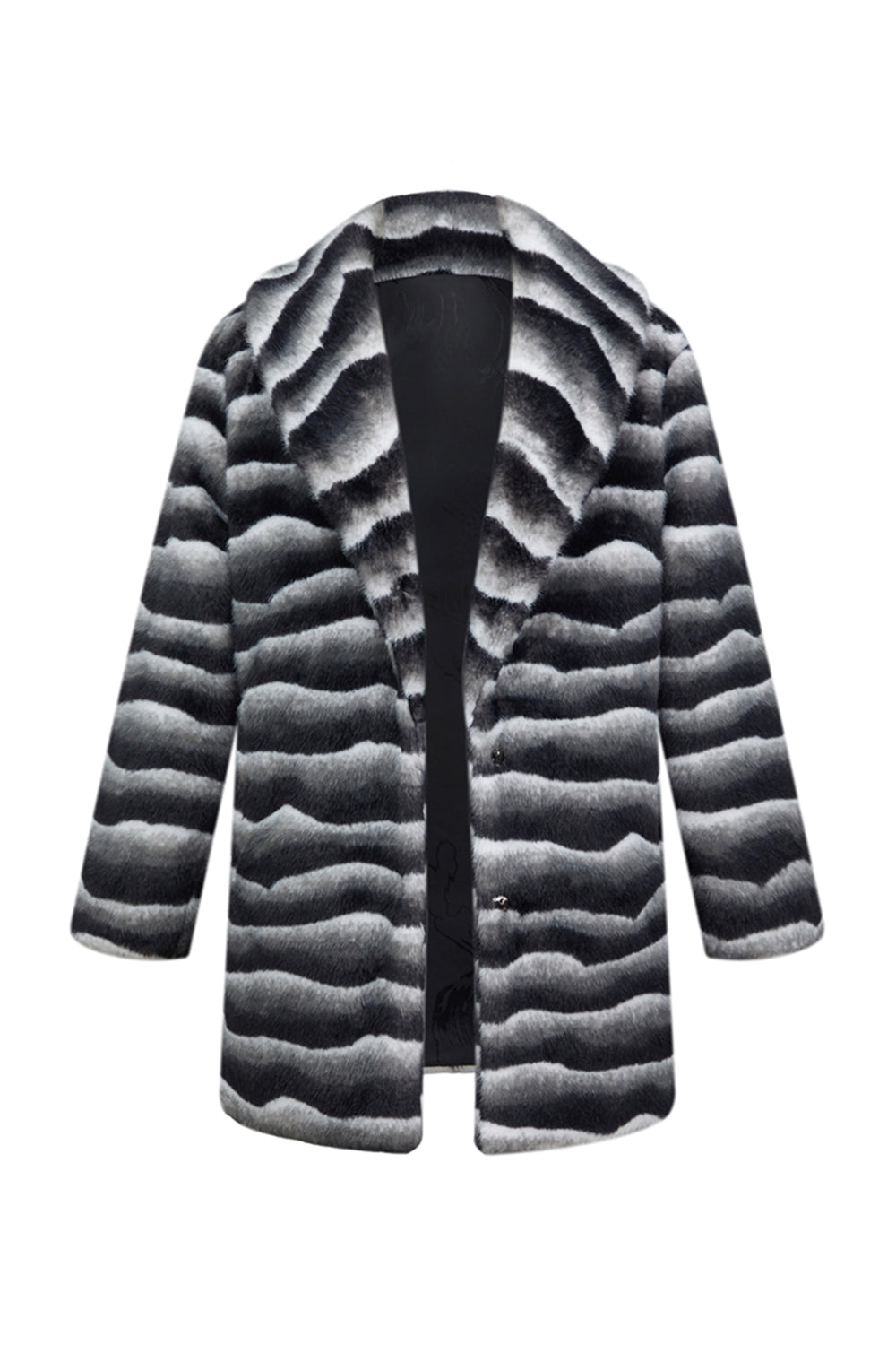 Zebra Dark Grey Warm Midi Men's Faux Fur Coat
