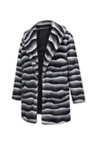 Zebra Dark Grey Warm Midi Men's Faux Fur Coat