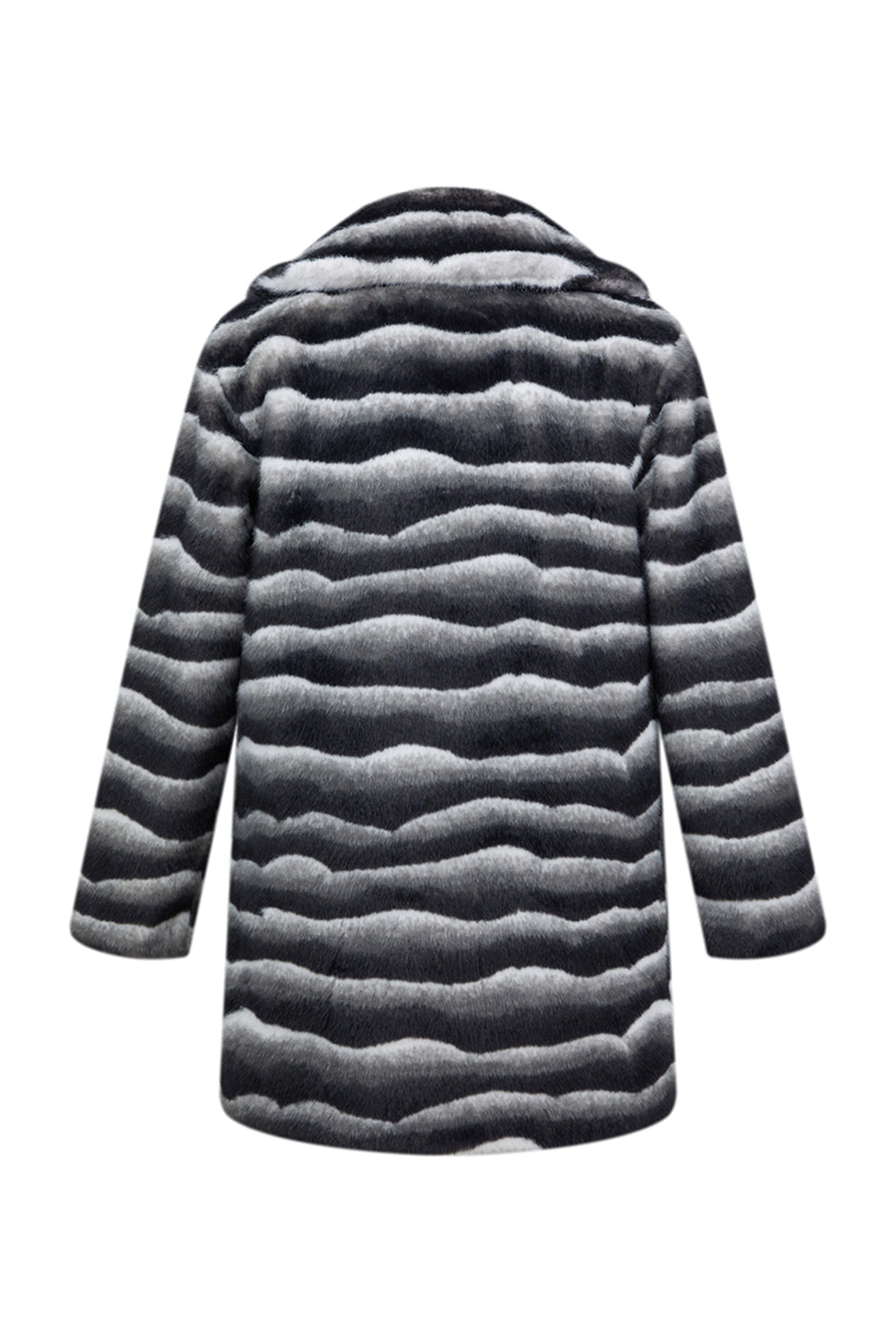 Zebra Dark Grey Warm Midi Men's Faux Fur Coat