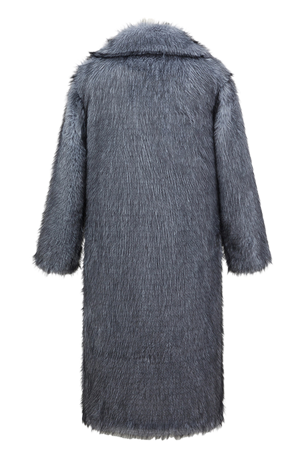 Dark Grey Lapel Faux Fur Men's Long Winter Overcoat