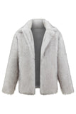 Light Grey Long Sleeves Faux Fur Short Winter Men's Coat