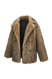 Notched Lapel Camel Long Sleeve Men's Faux Fur Coat