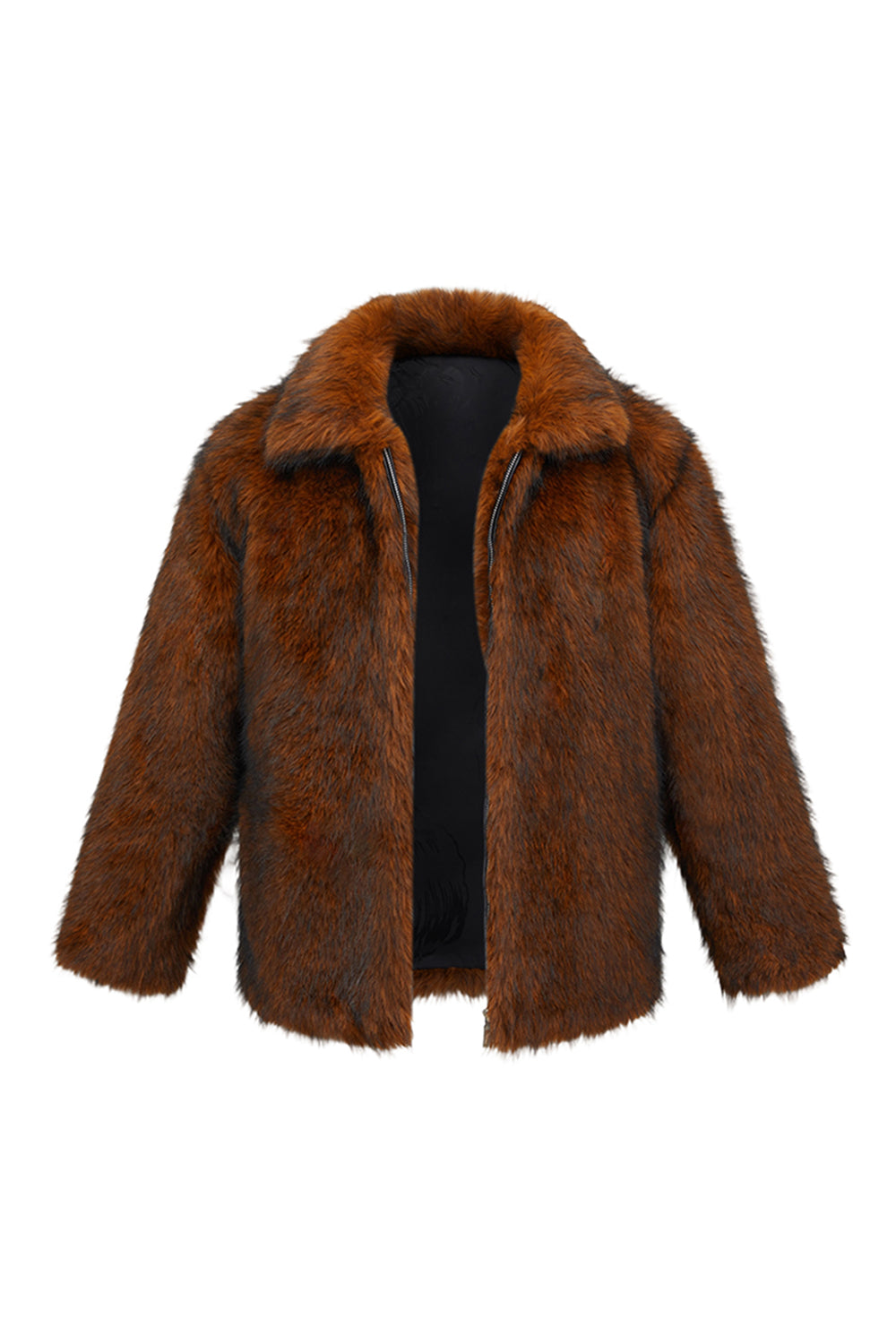 Brown Warm Thickened Faux Fur Short Men's Coat