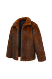 Brown Warm Thickened Faux Fur Short Men's Coat