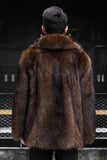 Brown Warm Thickened Faux Fur Short Men's Coat