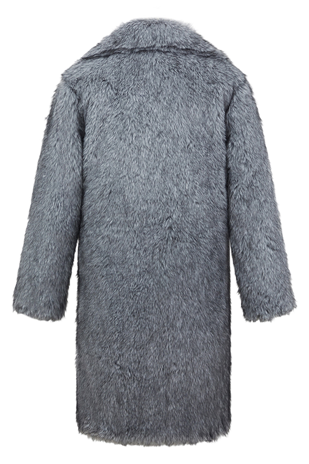 Grey Long Sleeve Notched Lapel Men's Faux Fur Coat