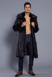 Brown Midi Faux Fur Warm Thickened Men's Coat