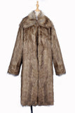 Brown Midi Faux Fur Warm Thickened Men's Coat