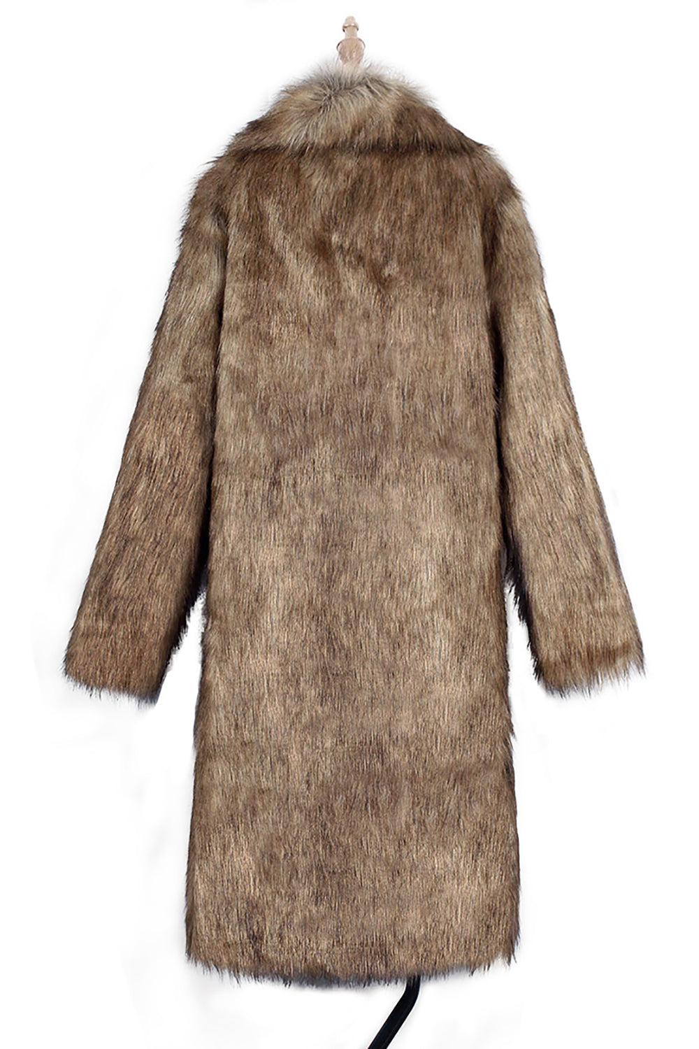 Brown Midi Faux Fur Warm Thickened Men's Coat