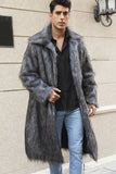 Brown Midi Faux Fur Warm Thickened Men's Coat