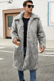 Brown Midi Faux Fur Warm Thickened Men's Coat
