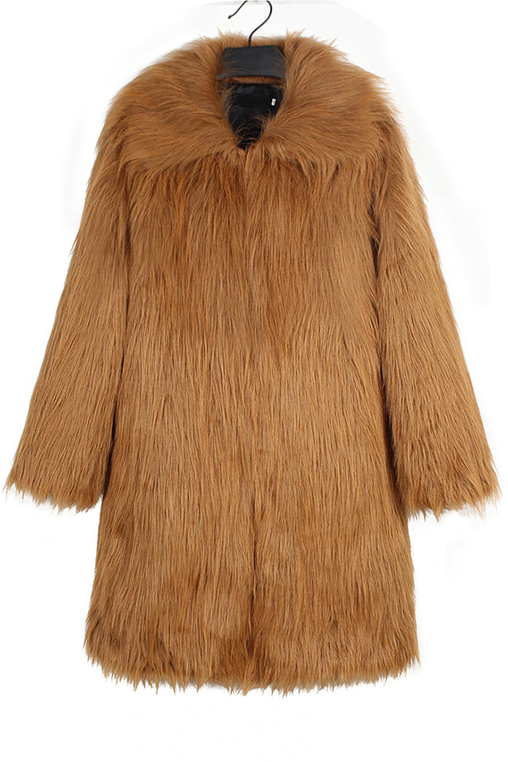 Brown Midi Faux Fur Warm Thickened Men's Coat