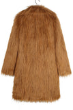 Brown Midi Faux Fur Warm Thickened Men's Coat