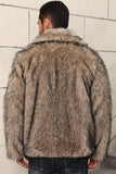 Grey Faux Fur Short Winter Men's Coat