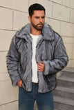 Grey Faux Fur Short Winter Men's Coat