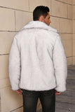 Grey Faux Fur Short Winter Men's Coat