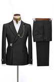 Navy Notched Lapel 2 Pieces Slim Fit Formal Suits