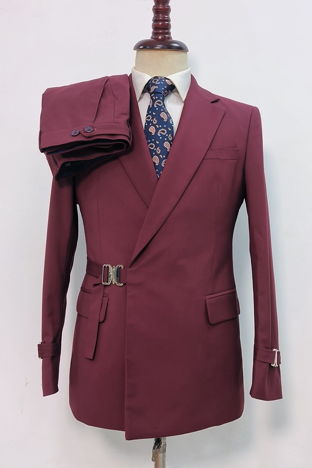 Navy Notched Lapel 2 Pieces Slim Fit Formal Suits