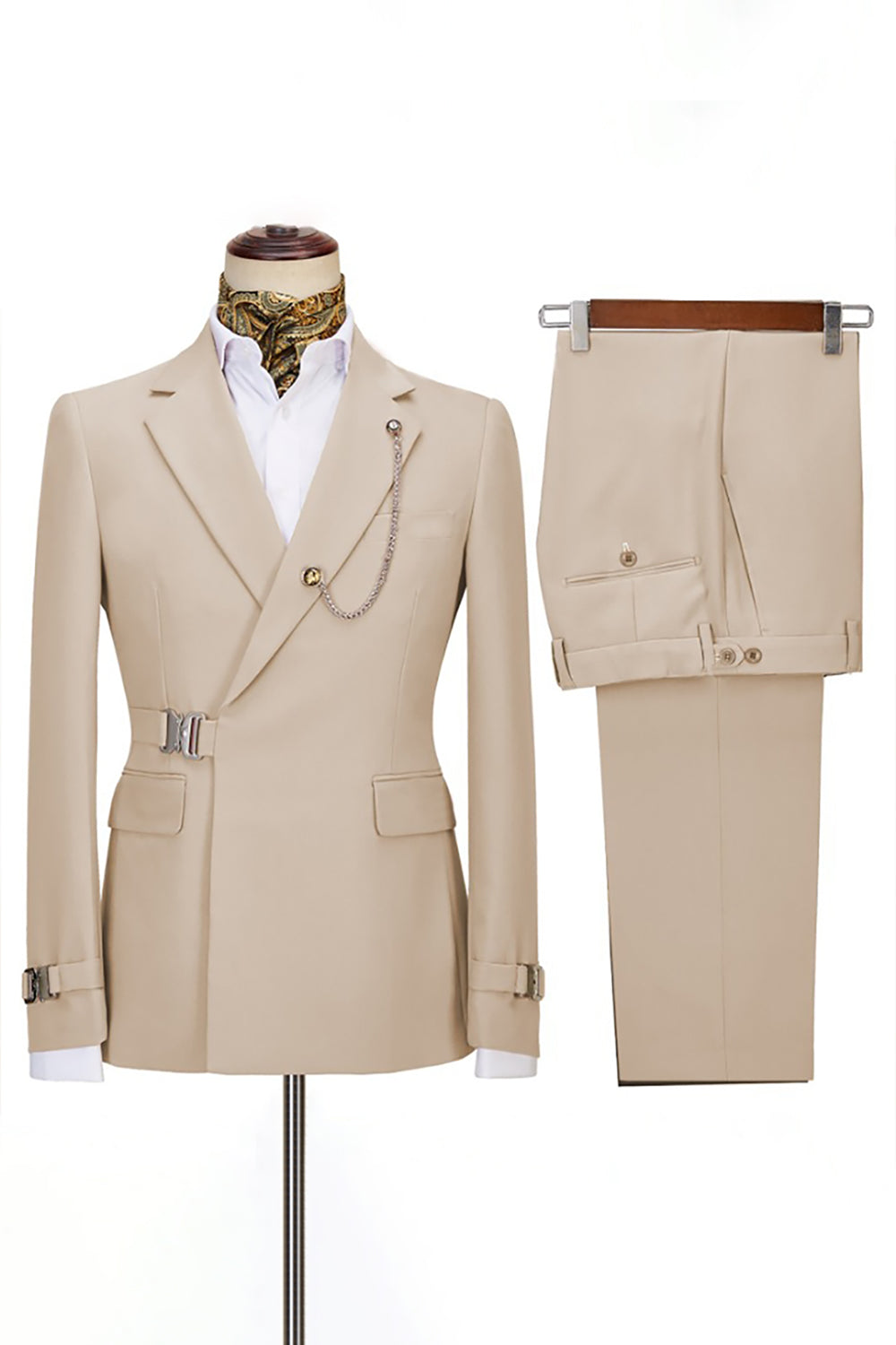 Navy Notched Lapel 2 Pieces Slim Fit Formal Suits