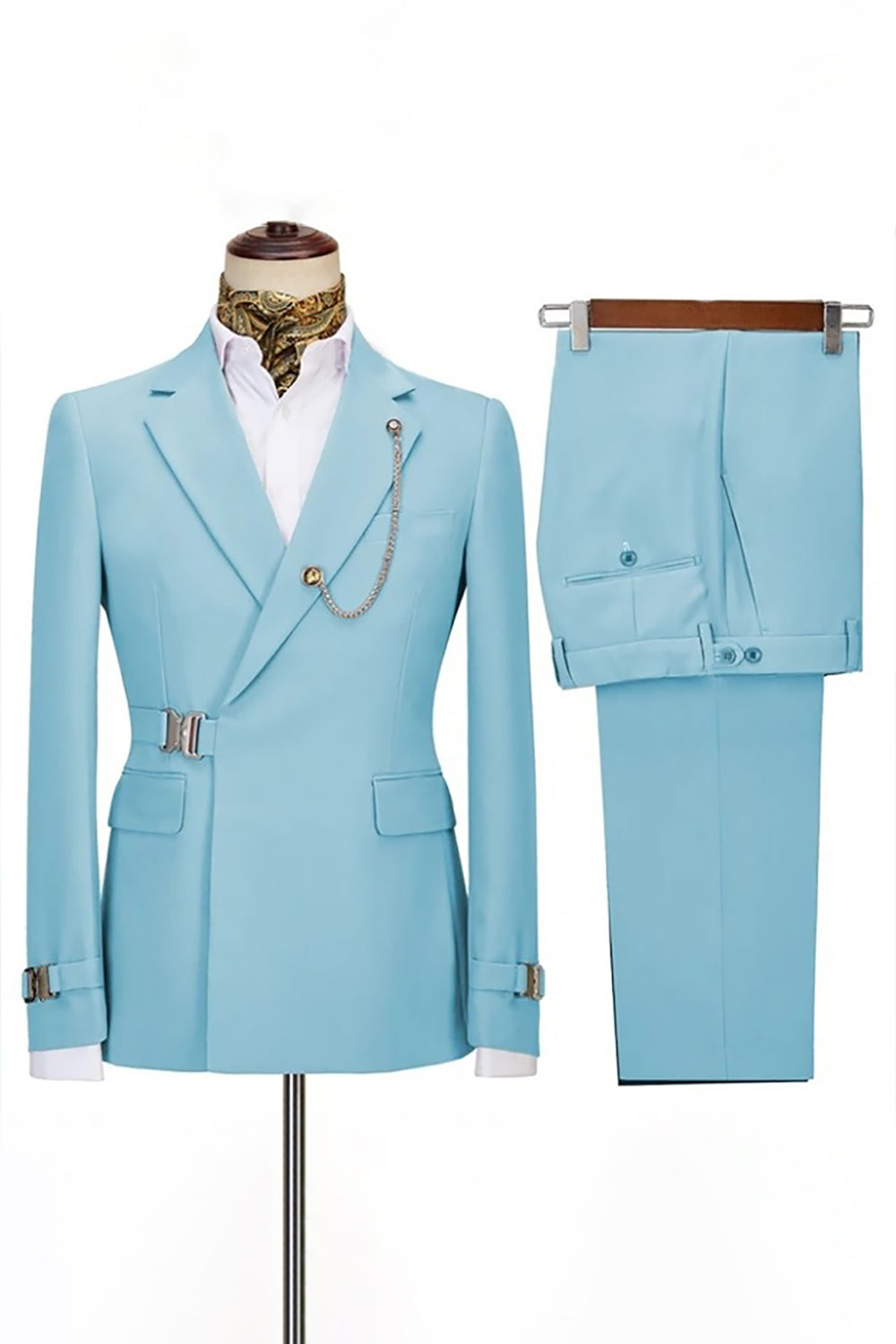 Navy Notched Lapel 2 Pieces Slim Fit Formal Suits