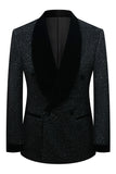Sparkly Navy Sequin Shawl Lapel 2 Pieces Slim Fit Men's Prom Suits