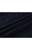 Sparkly Navy Sequin Shawl Lapel 2 Pieces Slim Fit Men's Prom Suits