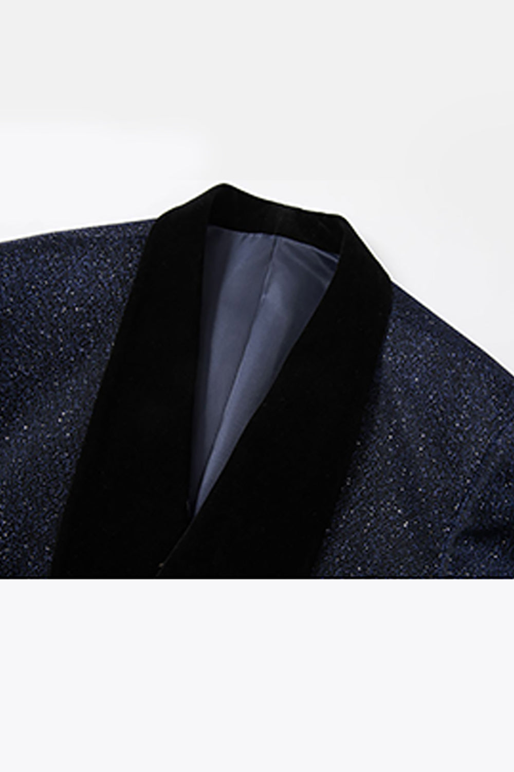 Sparkly Navy Sequin Shawl Lapel 2 Pieces Slim Fit Men's Prom Suits