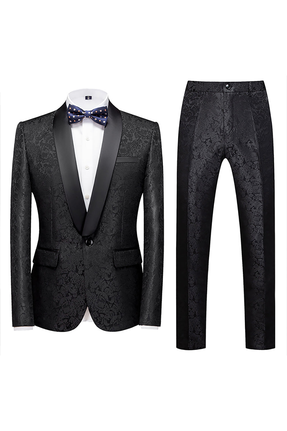 Jacquard Blue Shawl Lapel 2 Pieces Men's Prom Suits