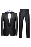 Jacquard Blue Shawl Lapel 2 Pieces Men's Prom Suits
