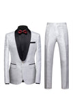 Jacquard Blue Shawl Lapel 2 Pieces Men's Prom Suits