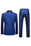 Jacquard Blue Shawl Lapel 2 Pieces Men's Prom Suits