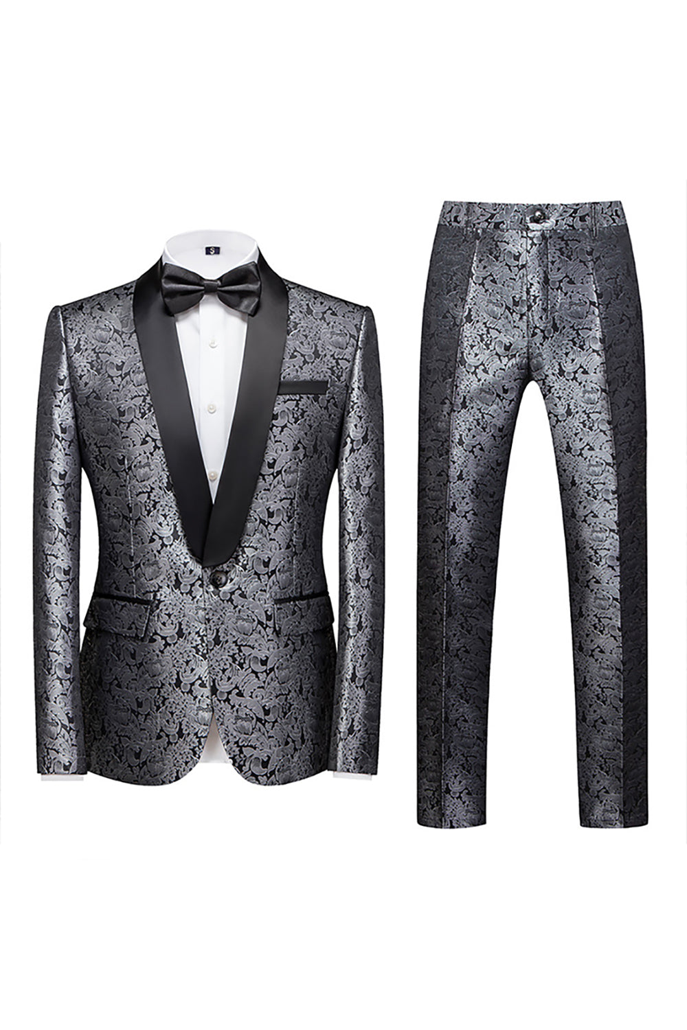 Jacquard Blue Shawl Lapel 2 Pieces Men's Prom Suits