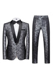 Jacquard Blue Shawl Lapel 2 Pieces Men's Prom Suits
