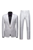 Jacquard Blue Shawl Lapel 2 Pieces Men's Prom Suits