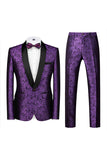 Jacquard Blue Shawl Lapel 2 Pieces Men's Prom Suits