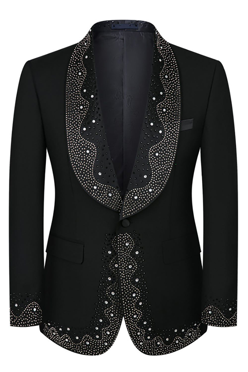 Men's White Beaded Shawl Lapel Single Breasted 3 Pieces Suits
