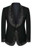 Men's White Beaded Shawl Lapel Single Breasted 3 Pieces Suits