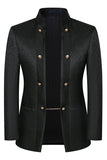 Stand Collar Jacquard Black 3 Pieces Men's Suits