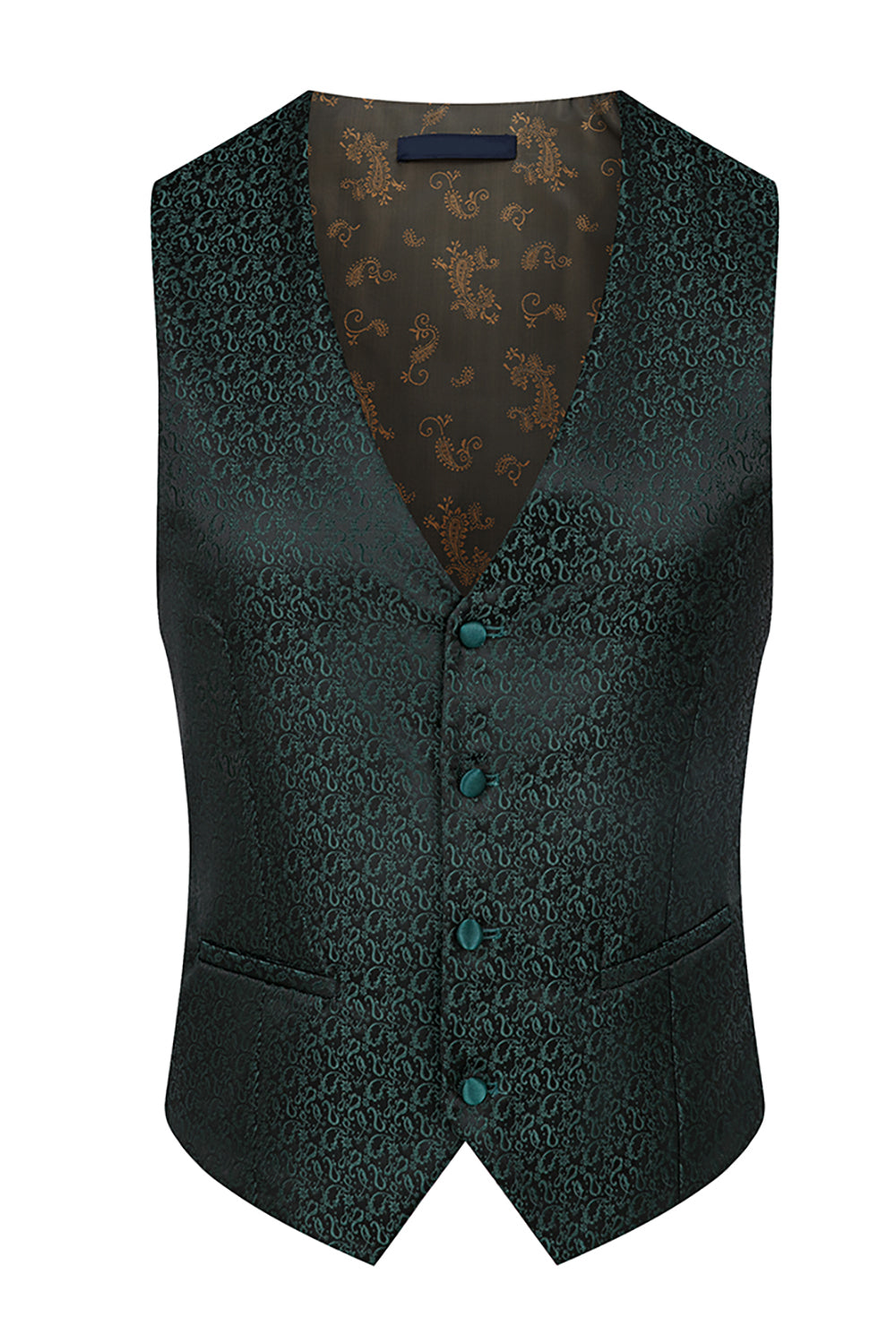 Stand Collar Jacquard Black 3 Pieces Men's Suits