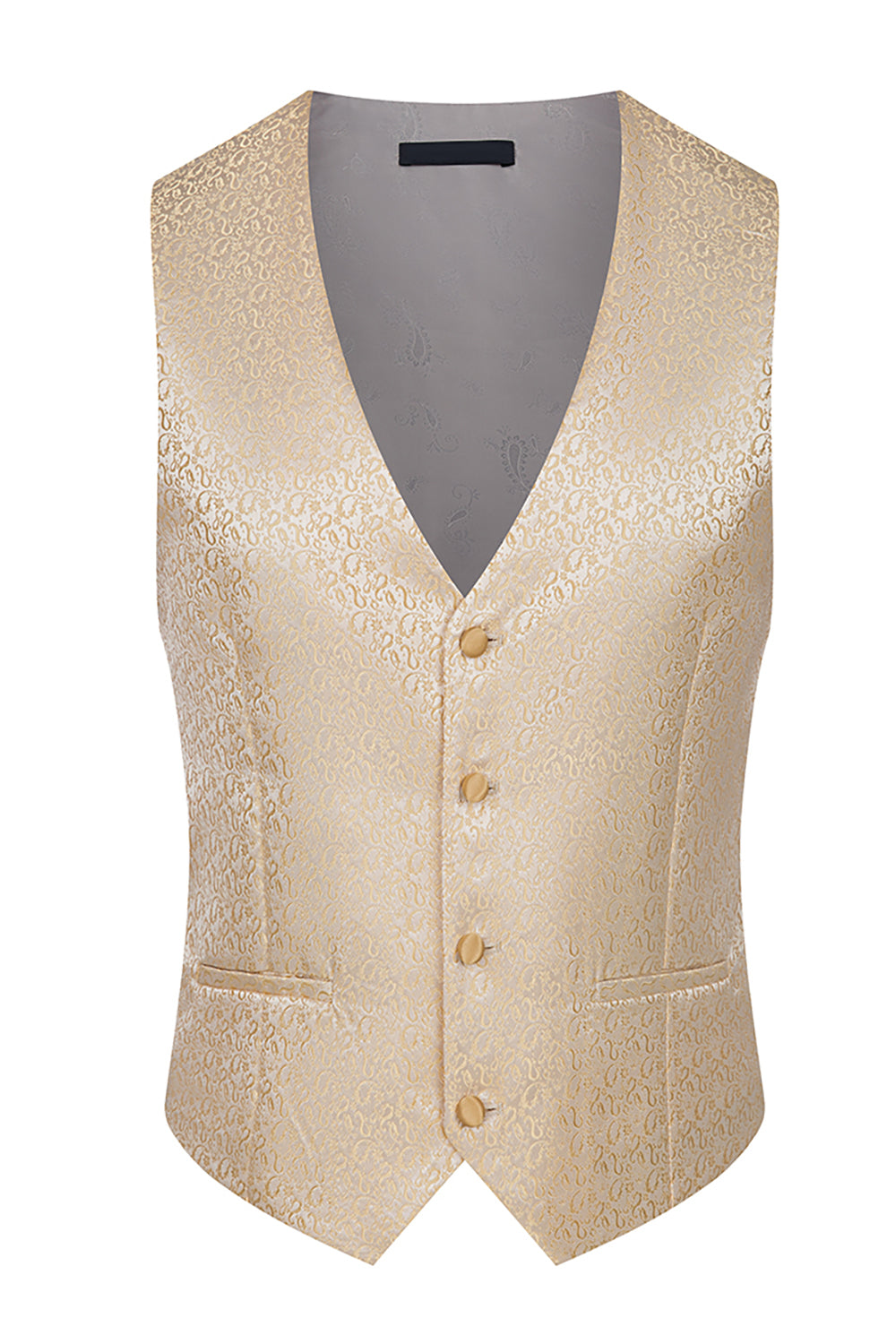 Stand Collar Jacquard Black 3 Pieces Men's Suits