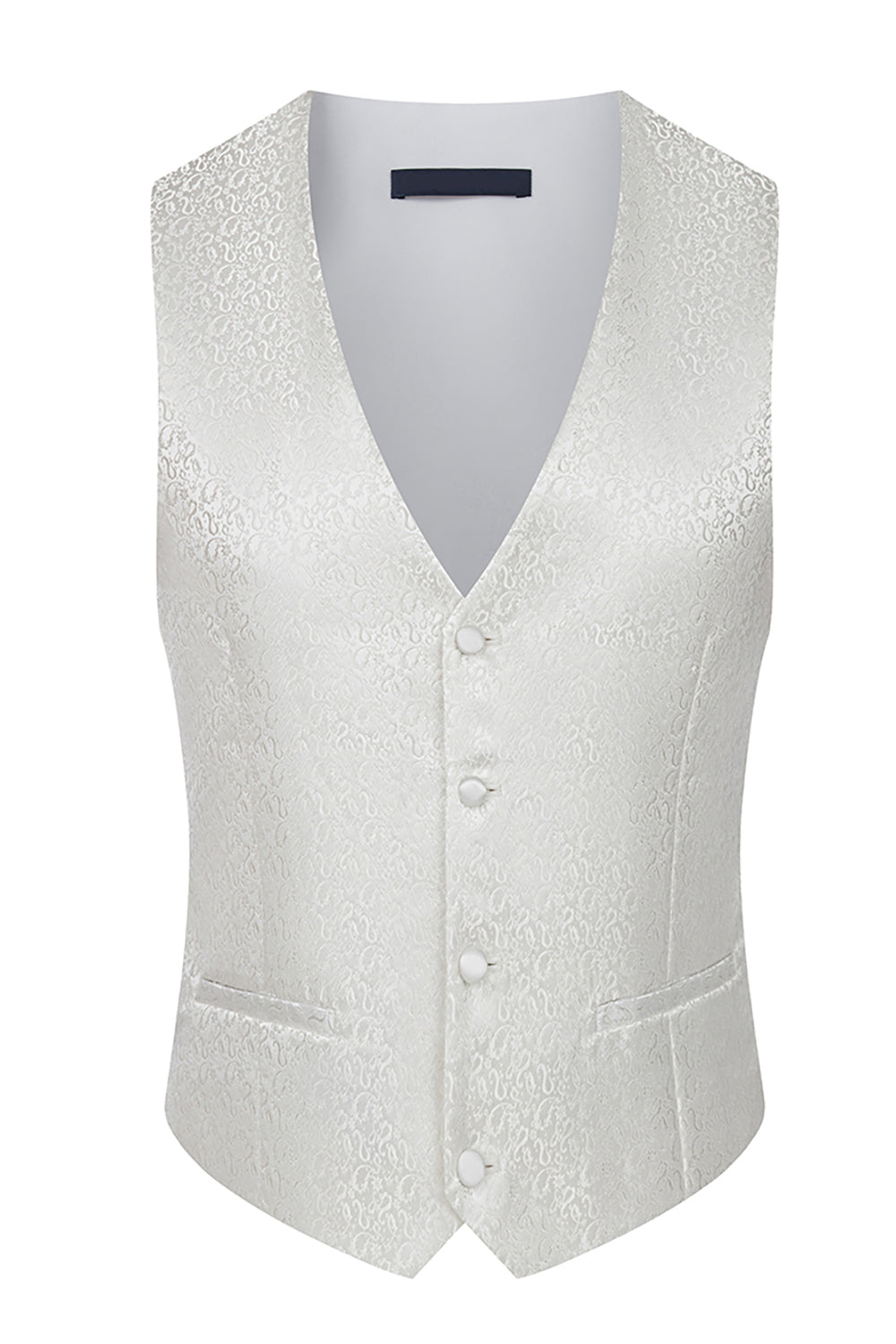 Stand Collar Jacquard Black 3 Pieces Men's Suits