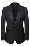 Men's Black Peaked Lapel Beaded 3 Pieces Wedding Suits