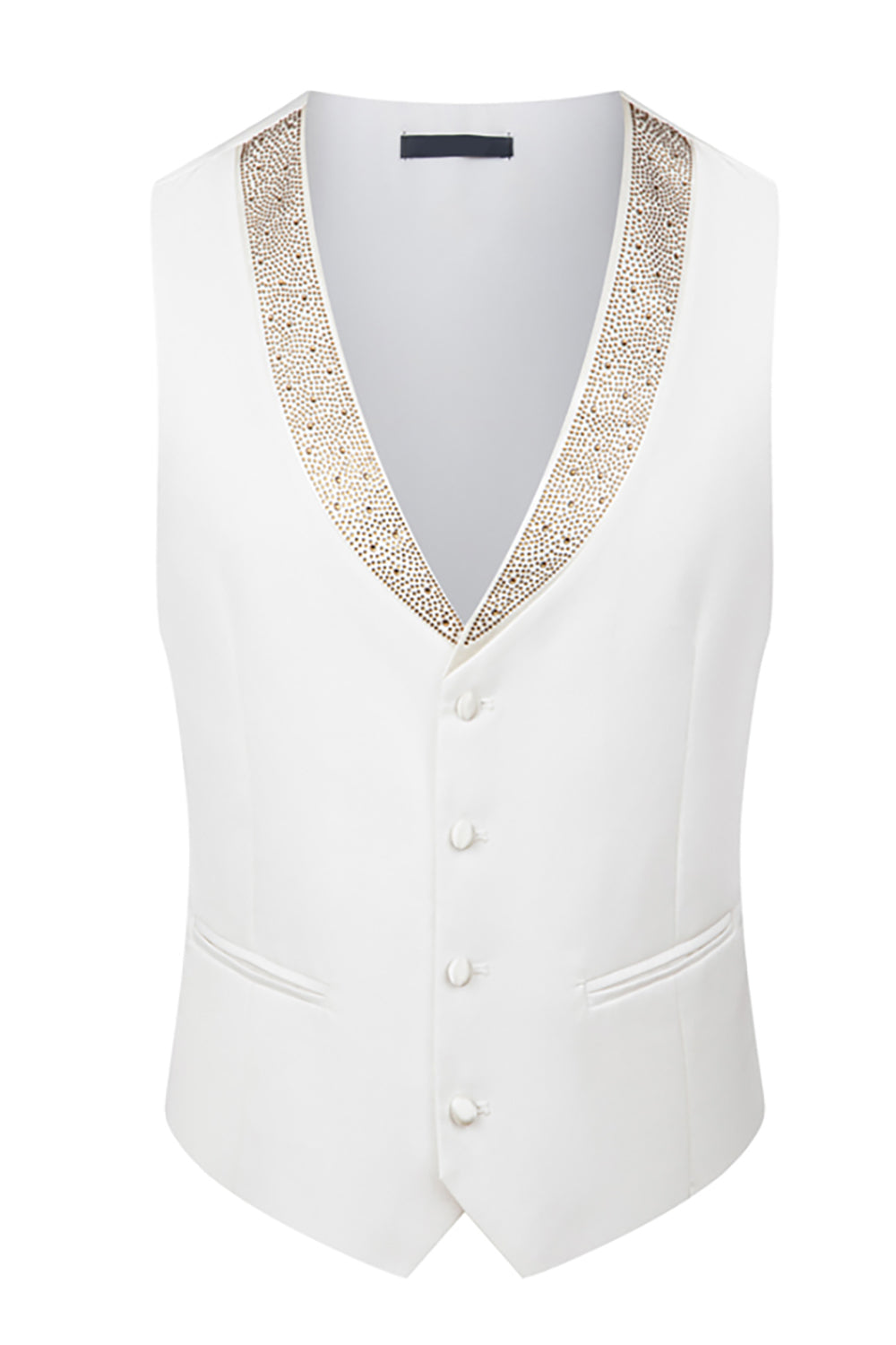 Men's Black Peaked Lapel Beaded 3 Pieces Wedding Suits