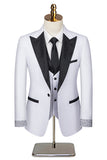 Men's Black Peaked Lapel Beaded 3 Pieces Wedding Suits